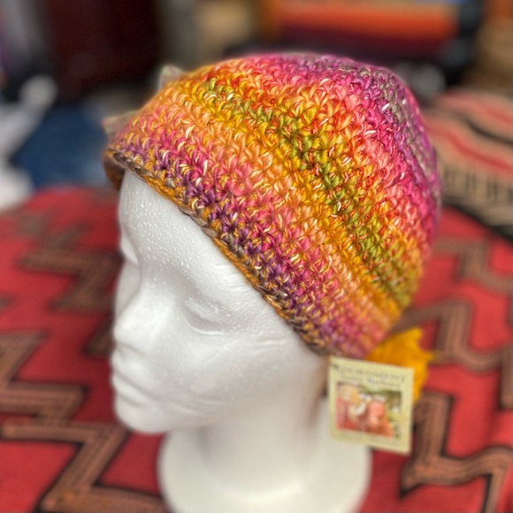 Adornment Santa Barbara Danae Michele Soft Knit Cap Hat Beanie with Flower NWT - Picture 4 of 6